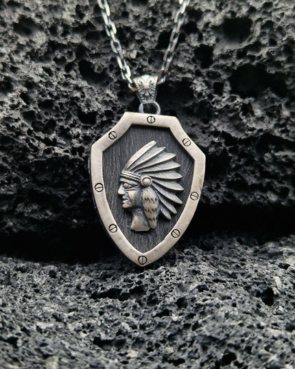 Indianerhäuptling Halskette 925 Sterling Silber