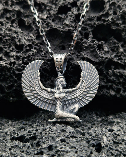 Ägyptische geflügelte Halskette 925 Sterling Silber