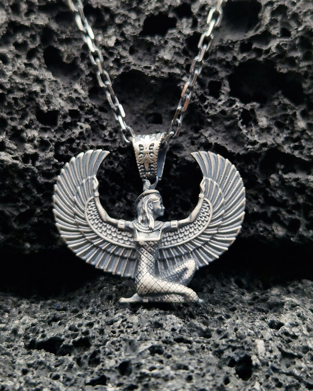 Ägyptische geflügelte Halskette 925 Sterling Silber