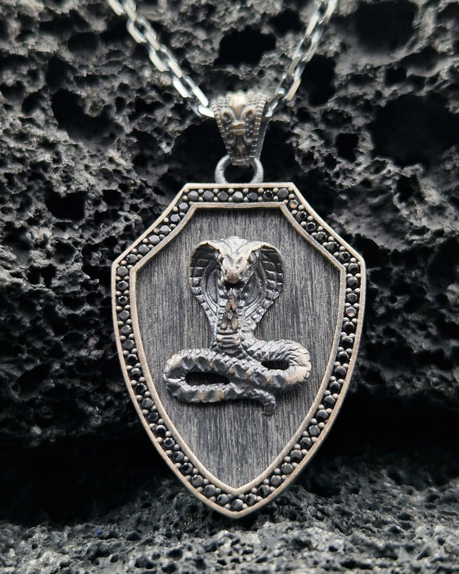 Kobra Halskette 925 Sterling Silber mit Zirkon