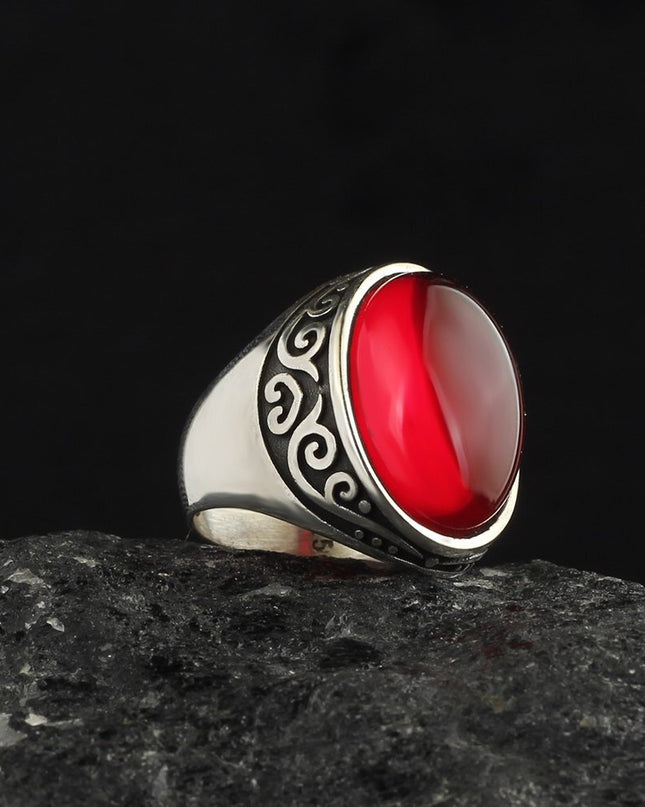 Herrenring aus 925er Sterlingsilber mit Tigeraugen-Stein