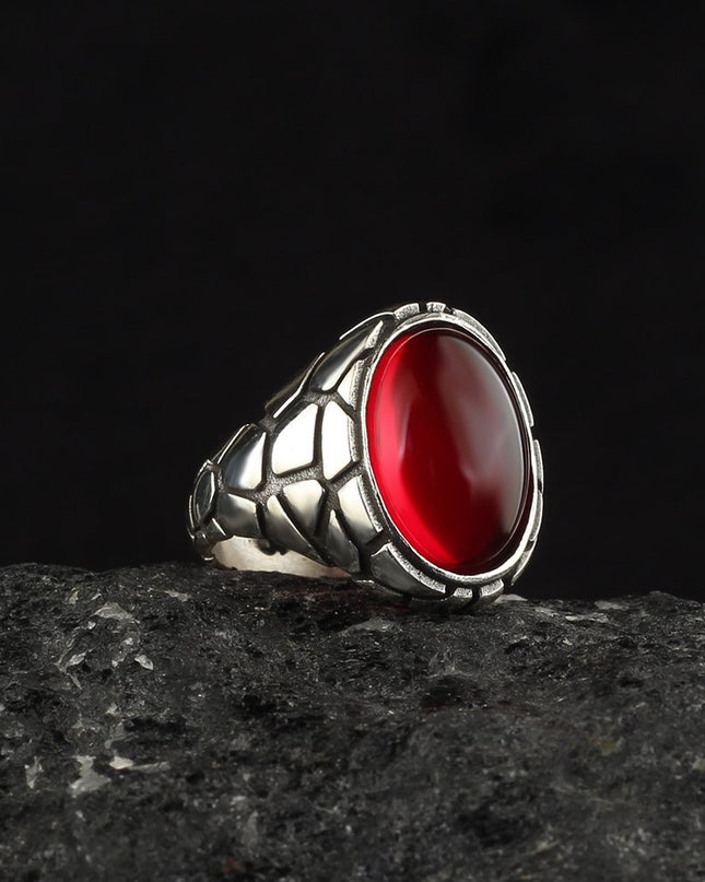 Herrenring aus 925er Sterlingsilber mit Tigeraugen-Stein