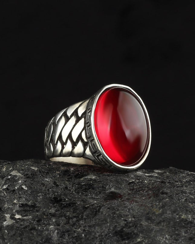 Herrenring aus 925er Sterlingsilber mit Tigeraugen-Stein