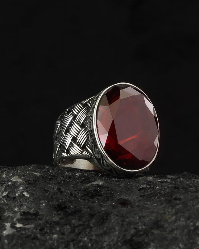 Herren Ring 925 Silber Zirkon