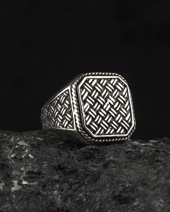Geflochtener Herrenring 925 Silber