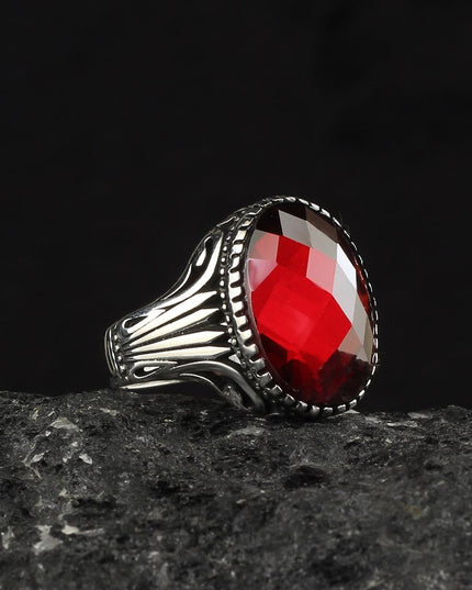 Herren Ring 925 Silber Zirkon