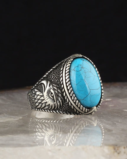 925 Silber Ring Türkis Adler