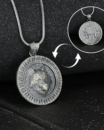 Wolf Halskette 925 Sterling Silber