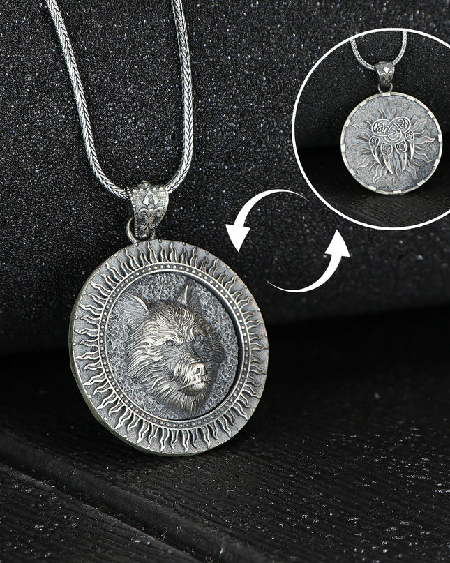 Wolf Halskette 925 Sterling Silber