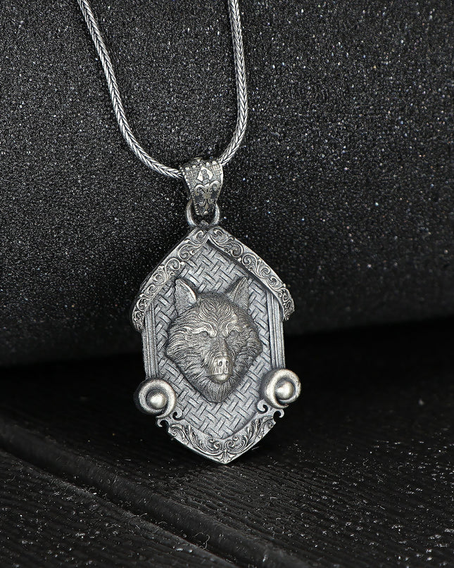 Wolf Halskette 925 Sterling Silber