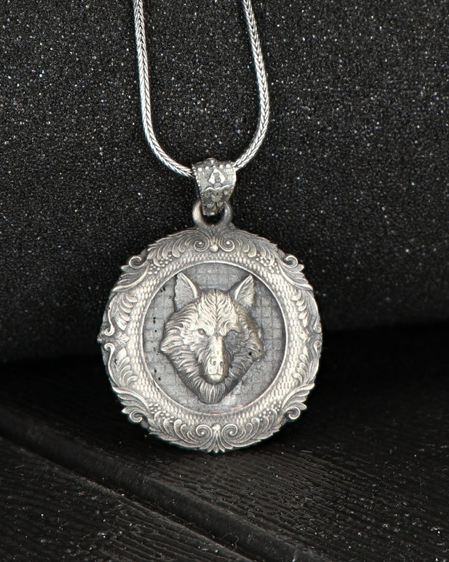 Wolf Halskette 925 Sterling Silber