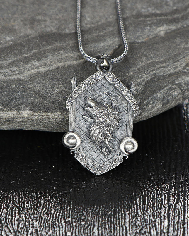 Wolf Halskette 925 Sterling Silber