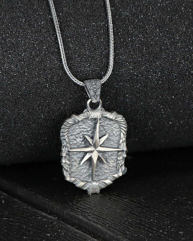 Kompass Halskette 925 Sterling Silber