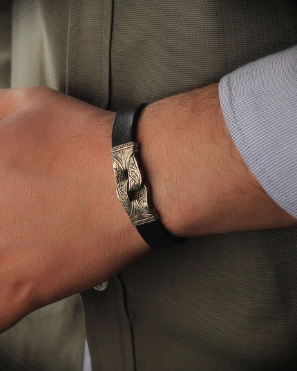 Leder Silber Armband