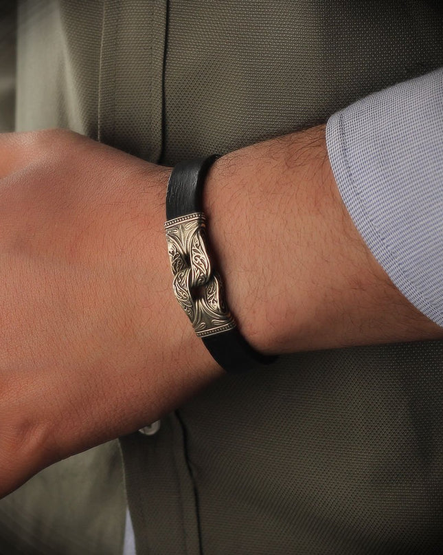 Leder Silber Armband
