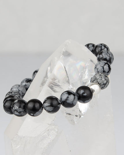 Obsidian-Naturstein-Perlenarmband