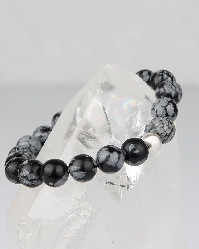 Obsidian-Naturstein-Perlenarmband