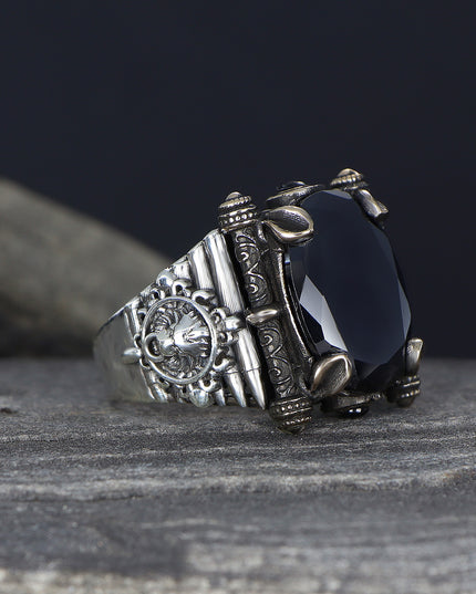 Herren Ring 925 Silber Zirkon