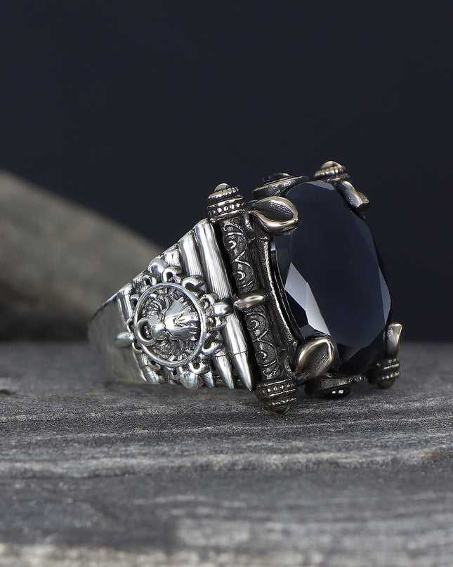 Herren Ring 925 Silber Zirkon