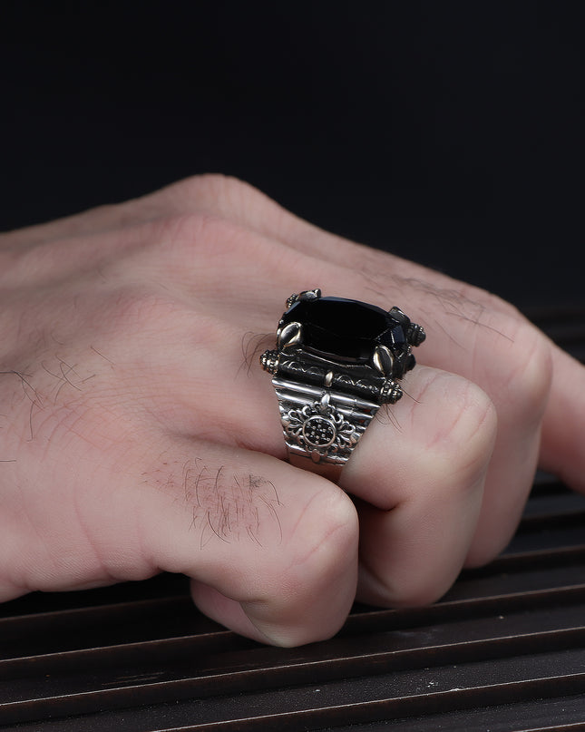 Herren Ring 925 Silber Zirkon