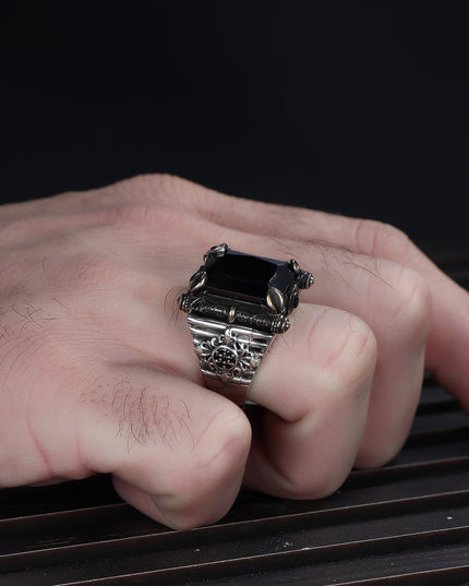 Herren Ring 925 Silber Zirkon