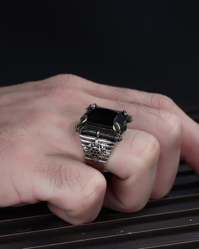 Herren Ring 925 Silber Zirkon