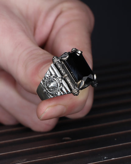 Herren Ring 925 Silber Zirkon