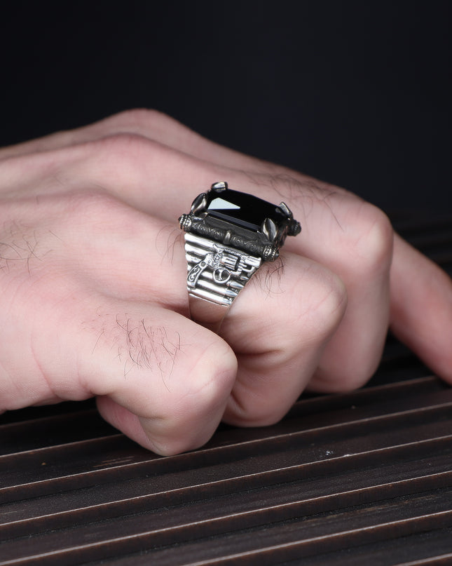 Herren Ring 925 Silber Zirkon