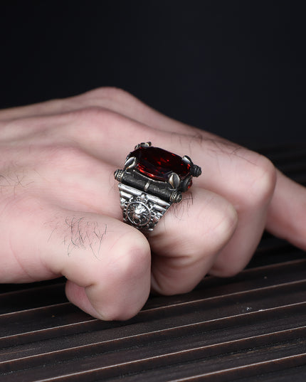 Herren Ring 925 Silber Zirkon