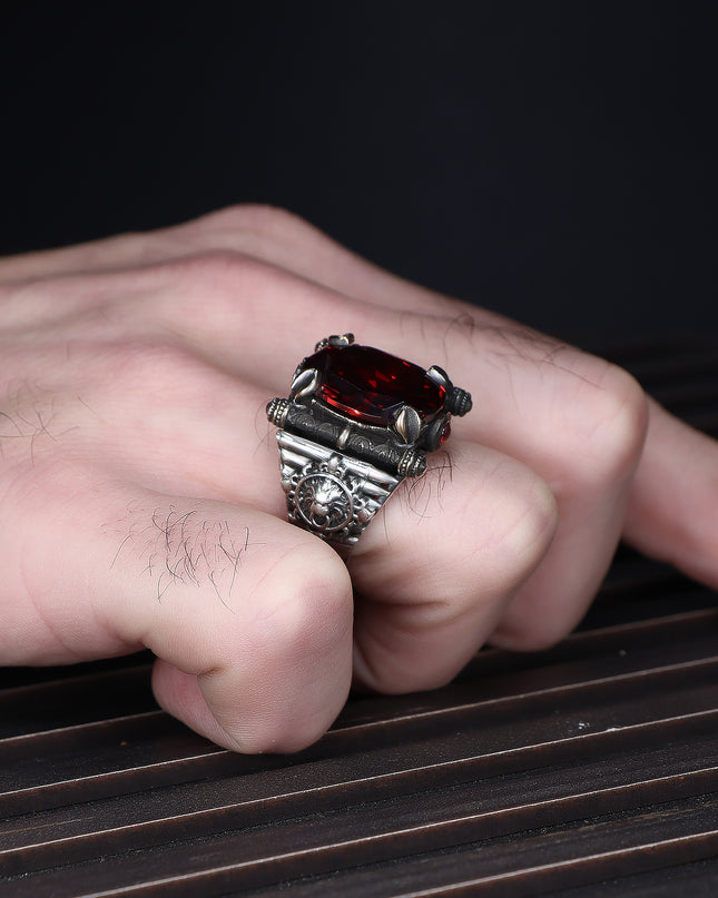 Herren Ring 925 Silber Zirkon