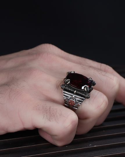 Herren Ring 925 Silber Zirkon