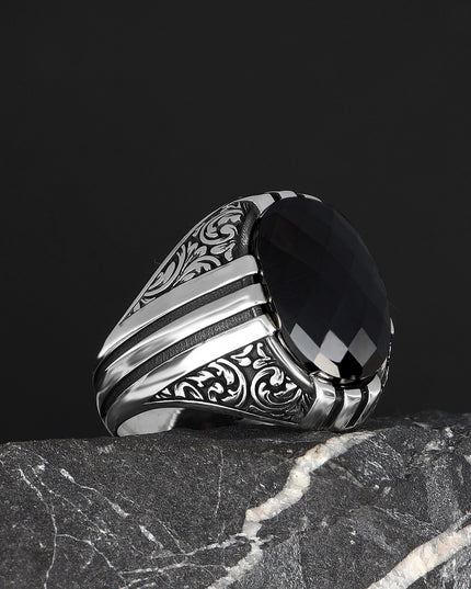 Herren Ring 925 Silber Zirkon