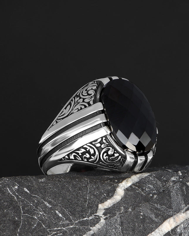Herren Ring 925 Silber Zirkon