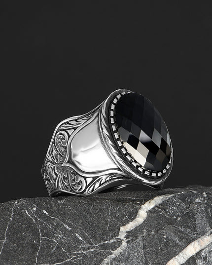 Herren Ring 925 Silber Zirkon