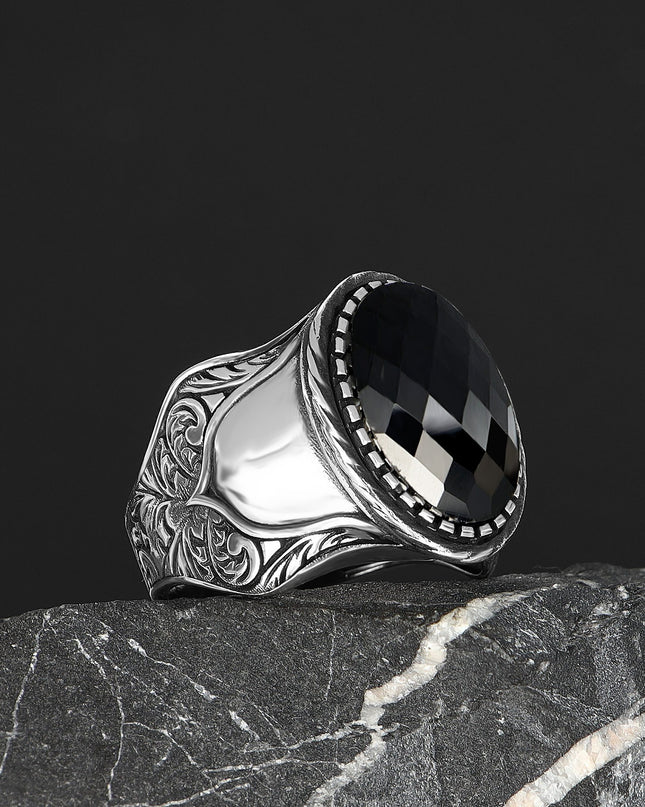 Herren Ring 925 Silber Zirkon