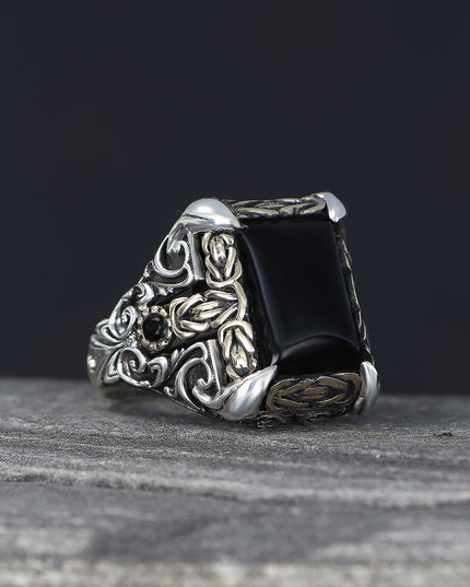 Herren Ring 925 Silber Zirkon