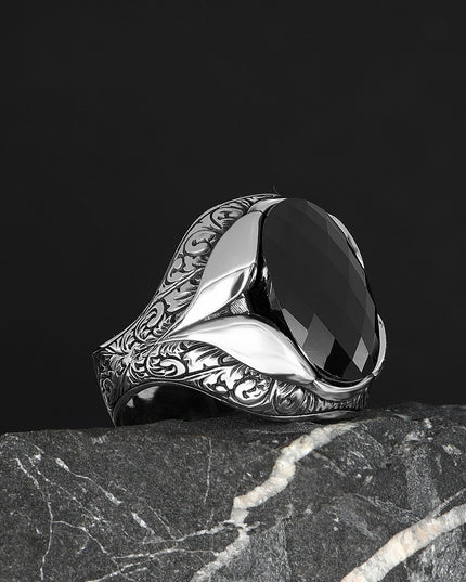 Herren Ring 925 Silber Zirkon