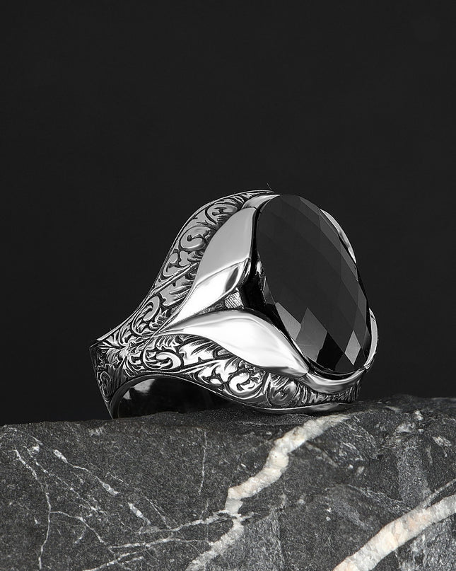 Herren Ring 925 Silber Zirkon