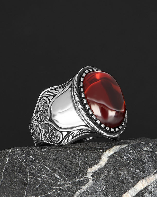 925 Silber Ring Achat Aqiq