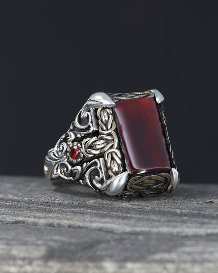 925 Silber Ring Achat Aqiq