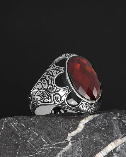 Herren Ring 925 Silber Zirkon