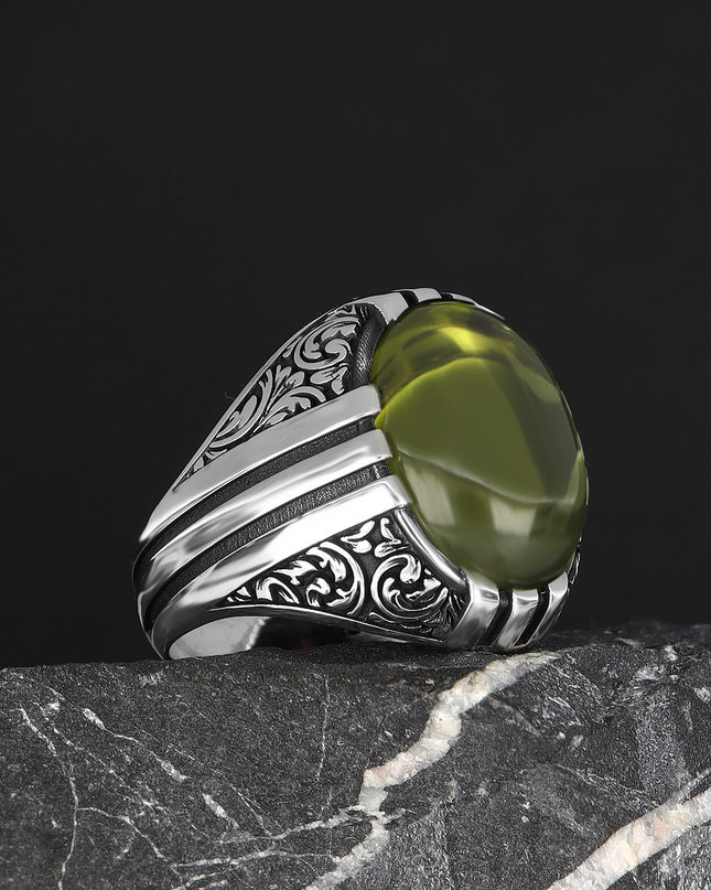Herren Ring 925 Silber Peridot