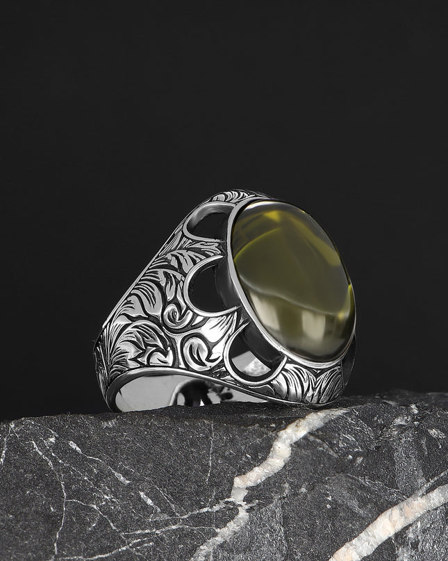 Herren Ring 925 Silber Peridot