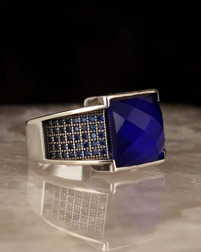 Herren Ring 925 Silber Zirkon