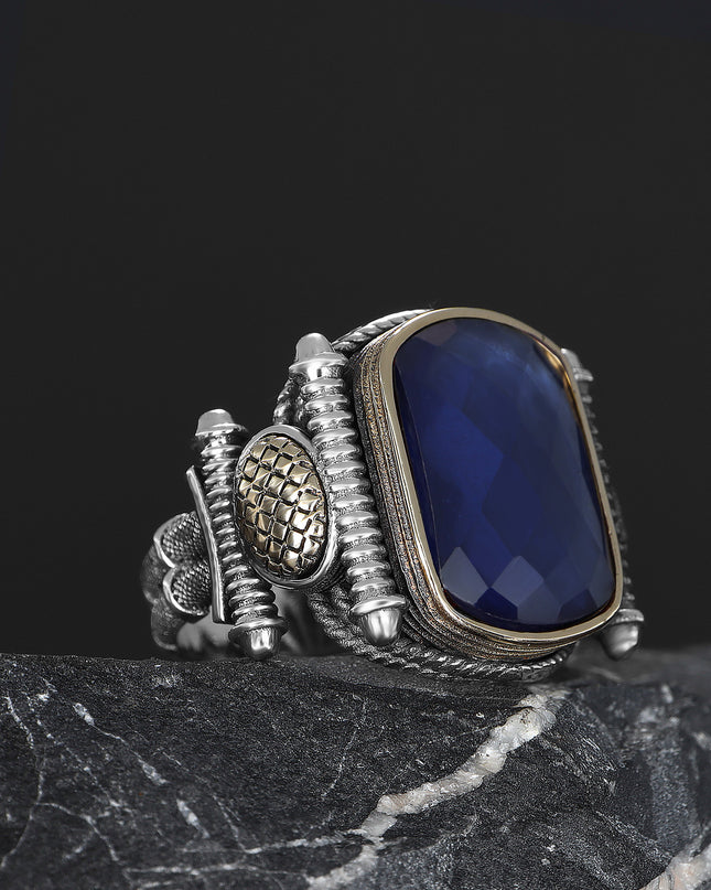 925 Silber Ring mit parlamentsblauem Zirkon