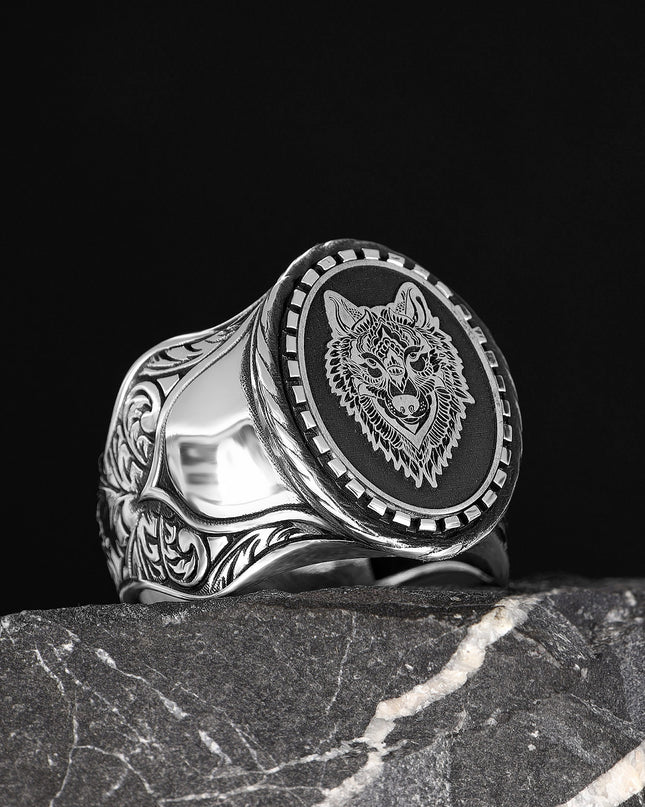 925 Silber Wolf Herrenring
