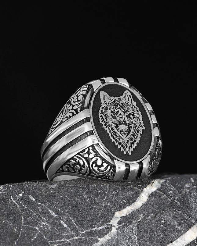 925 Silber Wolf Herrenring