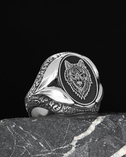 925 Silber Wolf Herrenring