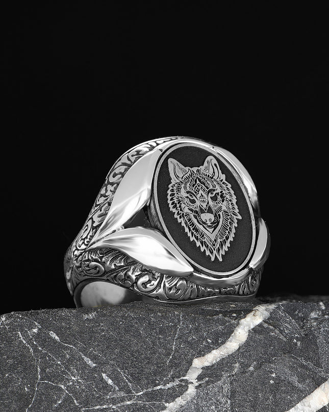 925 Silber Wolf Herrenring