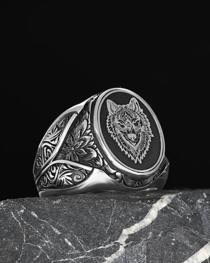 925 Silber Wolf Herrenring